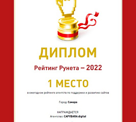 Подъехали дипломы от Рейтинга Рунета за 2022 год