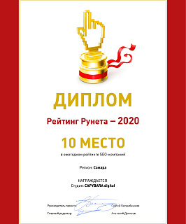 2020 Рейтинг рунета 10 место SEO